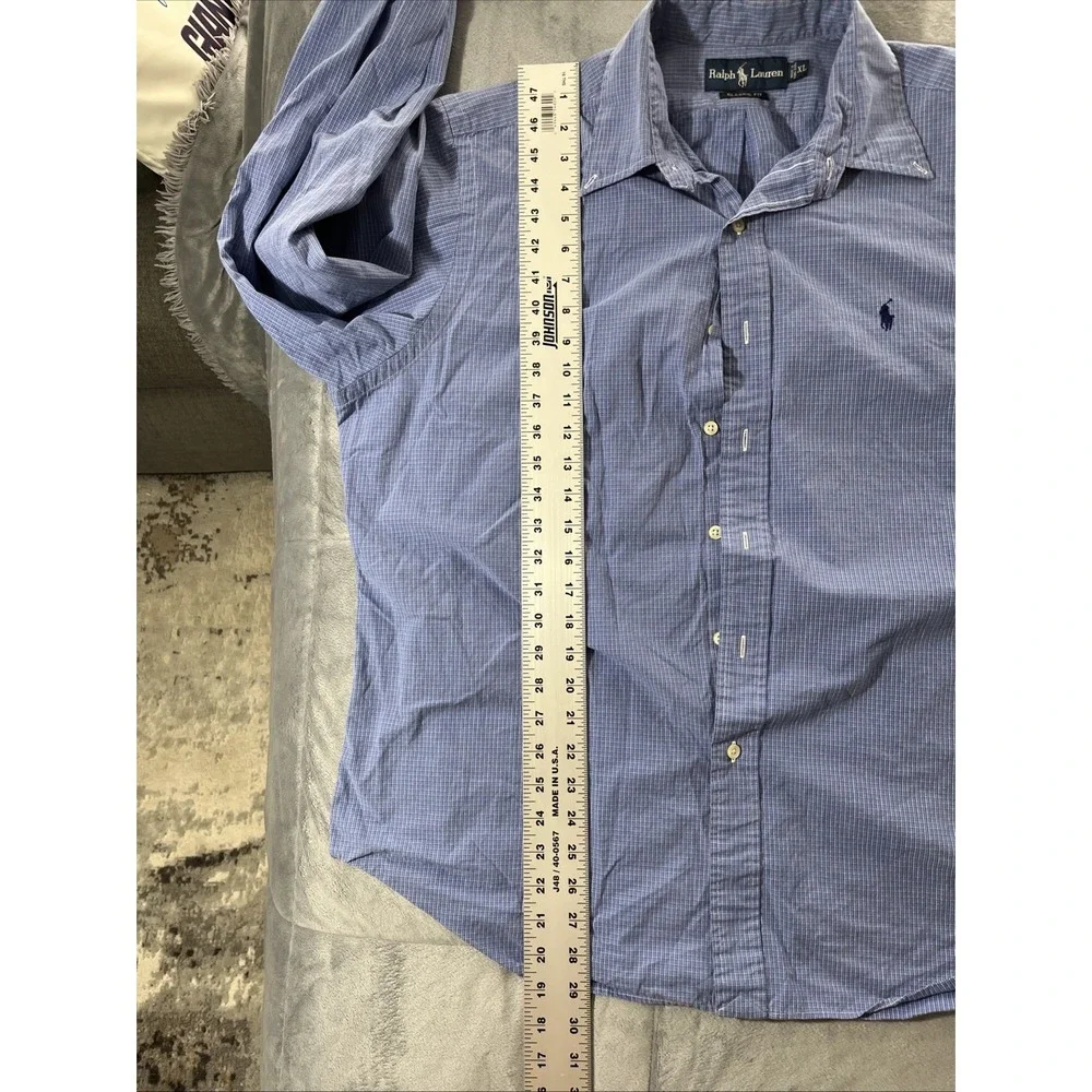 Ralph Lauren Blue‎ Geometric Long Sleeve Polo Shirt Men's XL